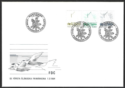 FDC Åland 1984 Yleismerkit Verkkovene LaPe ÅL 001-003