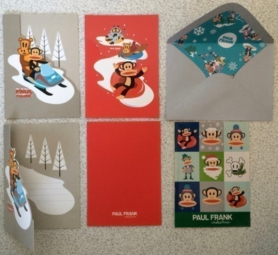 PAUL FRANK JOULUKORTTIPAKKAUS+KUORET+TARRAT, 10 KPL **UUSI**