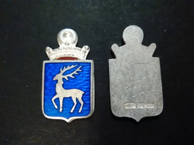 Ahvenanmaa Åland vaakuna hopea  emal 18x12 mm leimattu