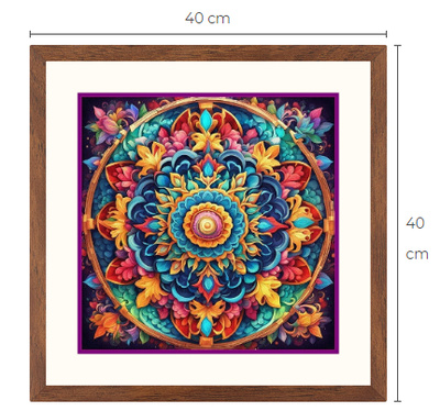 Uusi Mandala taulu koko 40 cm x 40 cm kehyksineen