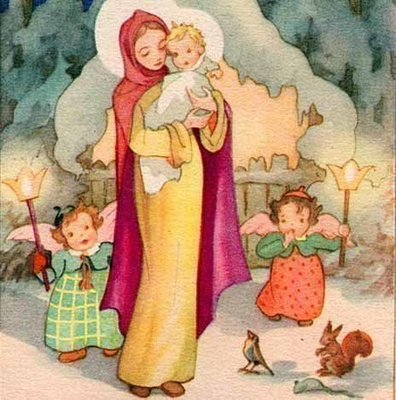 SEIMI / Ihana Maria, Jeesus-lapsi, enkelit, eläimiä. 1940-l.
