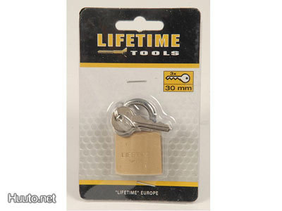 LifeTime Tools Riippulukko, 30mm, 3 avainta *UUSI*