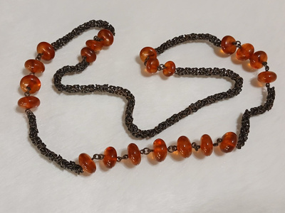 Vintage emaloitu meripihka kaulakoru Baltic Amber