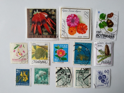 Postimerkki aihekokoelma kasveja 12 erilaista