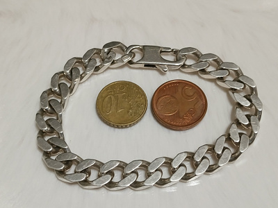Hopeinen panssariketju rannekoru 925