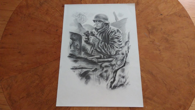 Jatkosota Vartiomies Sotilas Sotapiirros Lindeberg 1942