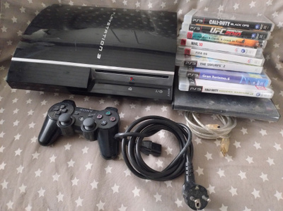 PS3 konsoli 80gb, ohjain ja pelejä