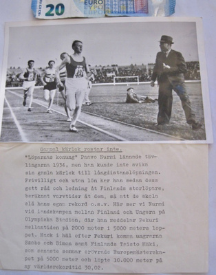 VANHA Valokuva Paavo Nurmi Kauko Pekuri 1938 Olympia Stadion