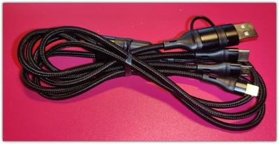 3 in 2 USB-monitoimijohto puhelimille ja tabeille #28346