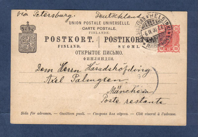 Ehiökortti Saksaan  6.IV.1900