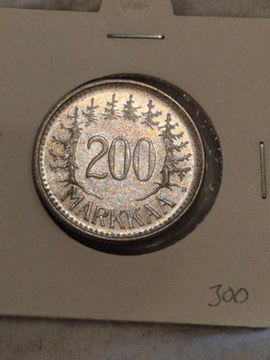 Hopearaha 200 markkaa 1956, Suomi, 8,3 g Ag500