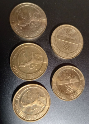 5 x 1mk 1990-l