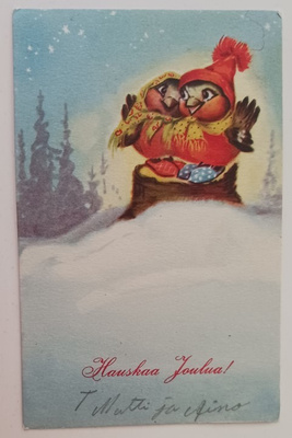 Söötti punatulkkupari kannon päällä, k. k-k