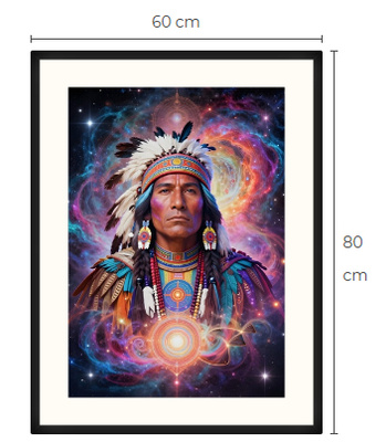Uusi uniikki Intiaanipäällikkö art print taulu 60 cm x 80 cm