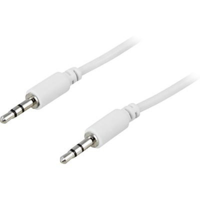 Deltaco 2.5mm uros-uros äänikaapeli, 2m, valkoinen *UUSI*