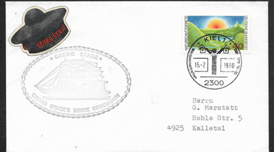 Postilähetys - BRD - Kiel 1980 + laivaleima Georg Stage