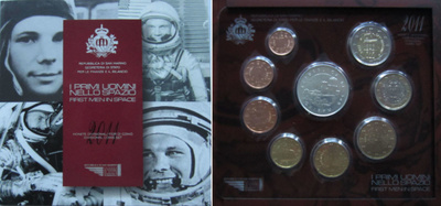 San Marino 2011 Eurocoin Year set  (UNC) Sis. 1c-2e + 5e Ag