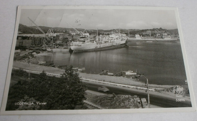Uddevalla, näkymä telakalle, mv valokuvapk, p. 1955 Suomeen