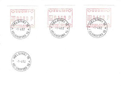 FDC HELSINKI 10 1.4.82 AUTOMAATTIMERKIT ILM.PÄIVÄN LEIMOILLA