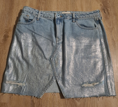 River Island metallihohtoinen kiiltävä farkkuhame M-L