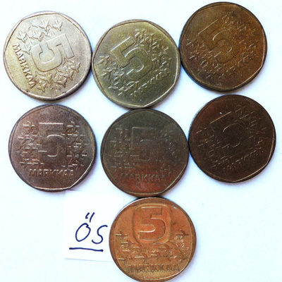 Raha kolikko suomi 5mk 1972 jne  7kpl jäänmurtaja