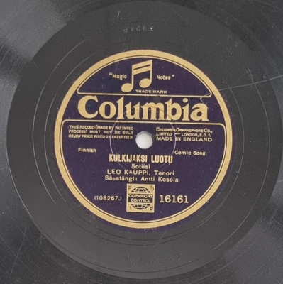 Savikiekko 1927 - Leo Kauppi - Columbia 16161