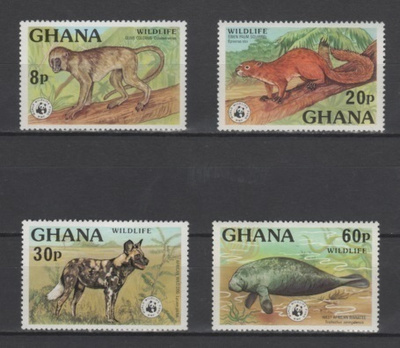 (S0351) GHANA 1977 (WWF. Wildlife). Mi ## 702A-705A. MNH**