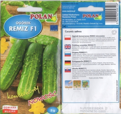 Kurkku "Remiz" F1 HUOM PÄiVÄYS! Ale -30% #