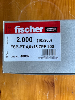 Fischer FSP-PT 4,0x15 ruuvi, 2000kpl