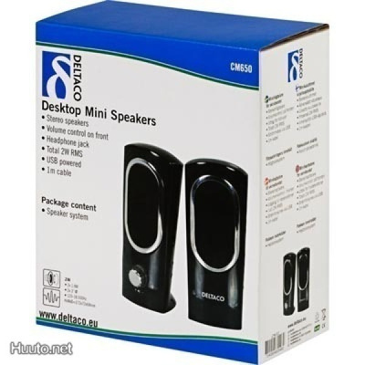 Deltaco Desktop Mini 2.0 Kaiuttimet 3.5mm, USB, musta *UUSI*