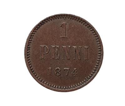 1 penni 1874 - hyväkuntoinen!