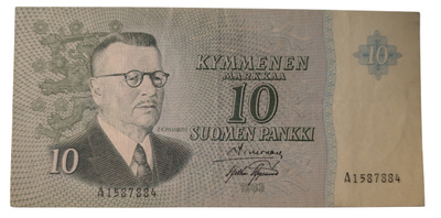 10 Markkaa 1963 ilman Litt A1587884