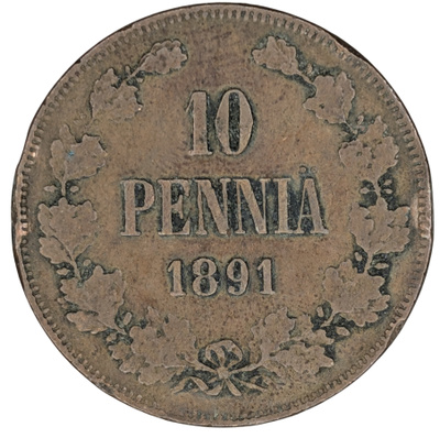 10 Penniä 1891