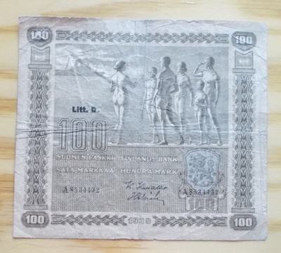 100 mk seteli 1939 Suomi