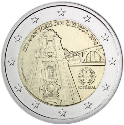 ** PORTUGALI 2€ 2013 Clérigos pillerissä **