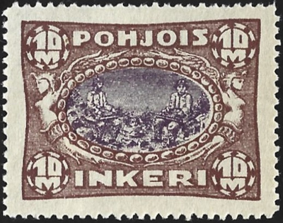1920 Pohjois-Inkeri 10 mk * LaPe P-I 14 liimakejälki