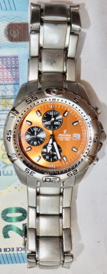 VANHA Kello Festina Chronograph WR 100 m ISO PAINAVA UPEA