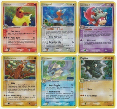 Pokemon-kortteja EX-sarjoista (Holo, Rare, Reverse Holo ym)