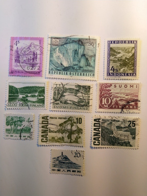 Postimerkki aihekokoelma maisemia 10 erilaista