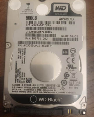 WD 2,5" 500GB 7200rpm sata kovalevy