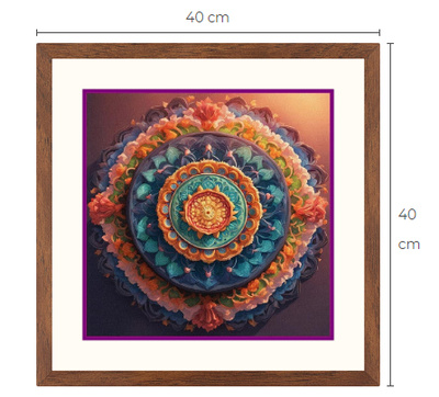 Uusi Mandala taulu koko 40 cm x 40 cm kehyksineen