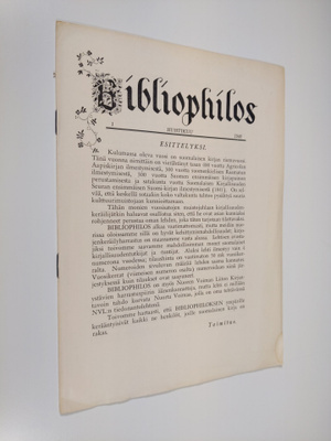 E. J. Ellilä : Bibliophilos n:o 1 1942 (lehden ensimmäine...