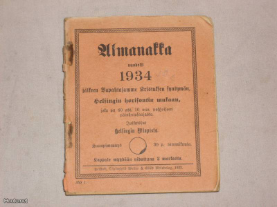 huuda syntymävuotesi almanakka 1934