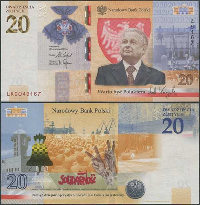 Puola Poland 20 Zlotych 2021 UNC Lech Kaczynski