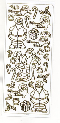 ÄÄRIVIIVATARRA °°JOULUPUKIT & MERRY CHRISTMAS°° /Kultavaalea
