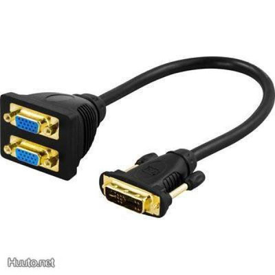 DVI-sovitin, Dual Link, DVI-I uros - 2xHD15 naaras,0.1m UUSI