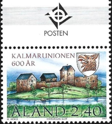 Ål 1997 Kalmarinunioni 2,40 mk välilöpari logo ** LaPe 129