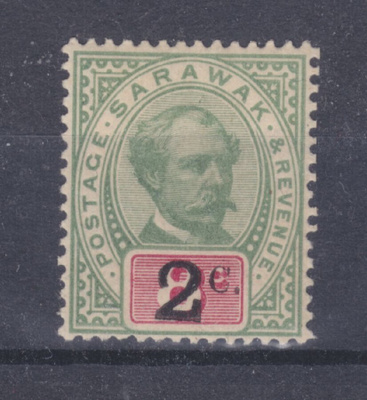 Sarawak 1889 8/2C päällepainama vanhaa