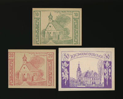 Itävalta Notgeld 10, 20, 50 Heller, Niederneukirchen 1920