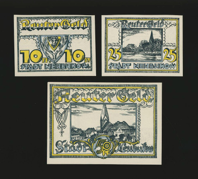 Saksa Notgeld 10, 25, 50 Pfg, Neubukow 1922